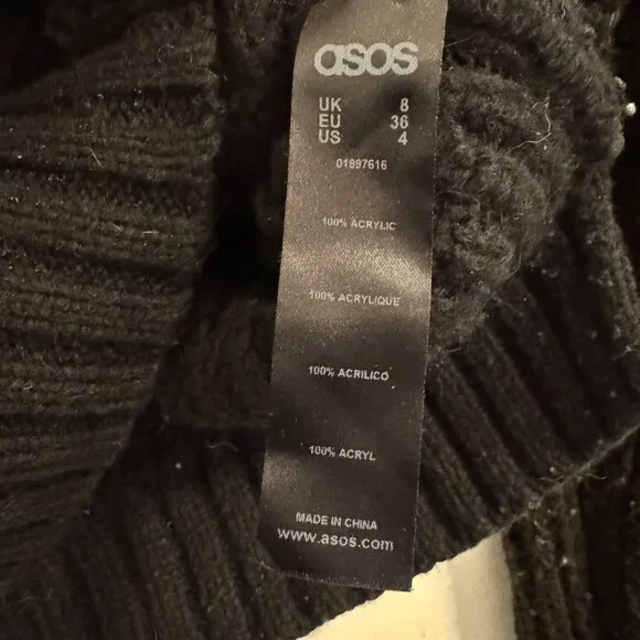 🌹 ASOS Rose Embroidered Oversized Chunky Knit Sweater | Size S - Picture 5 of 5